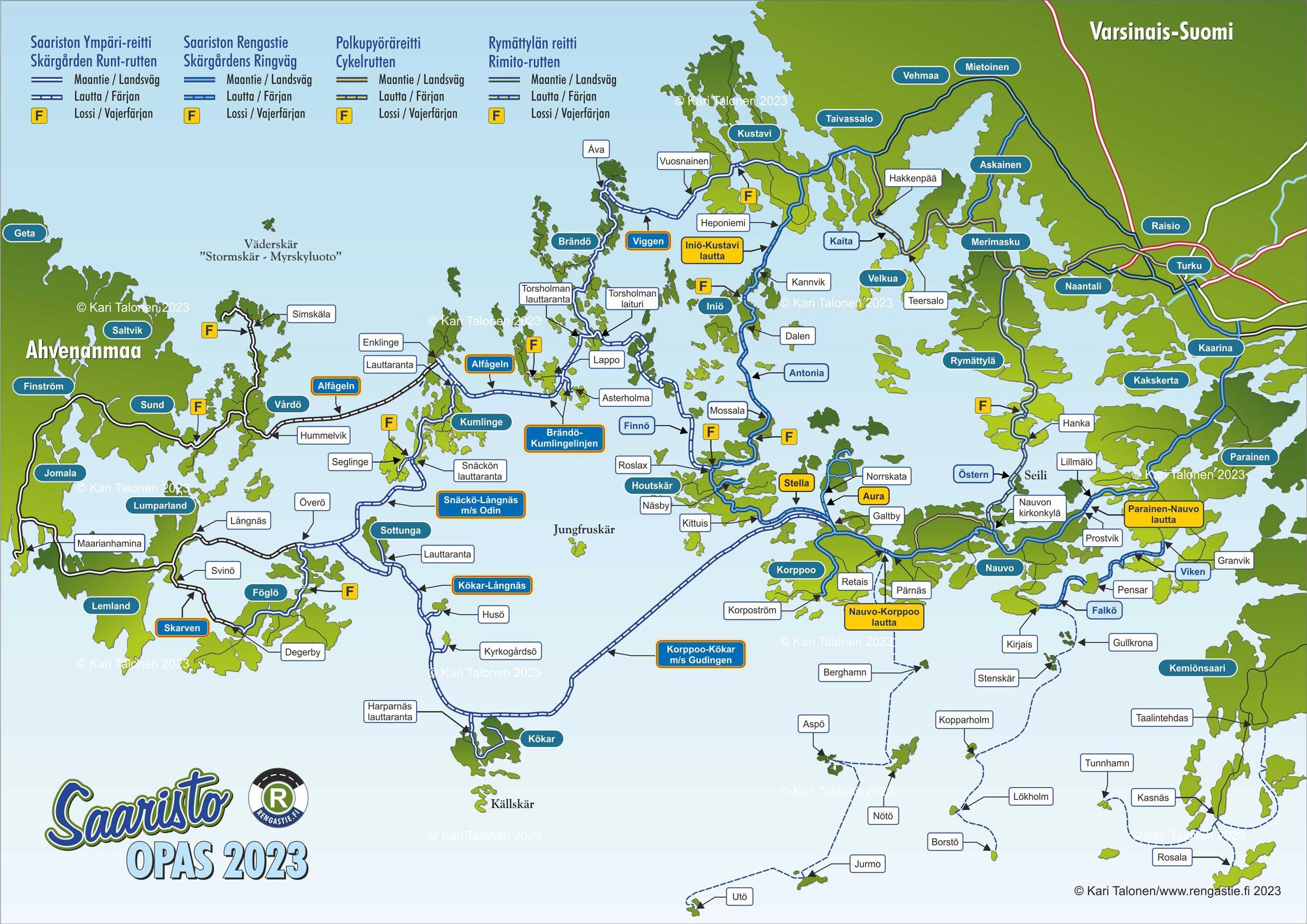 Saariston Ympäri-reitin kartta 2023